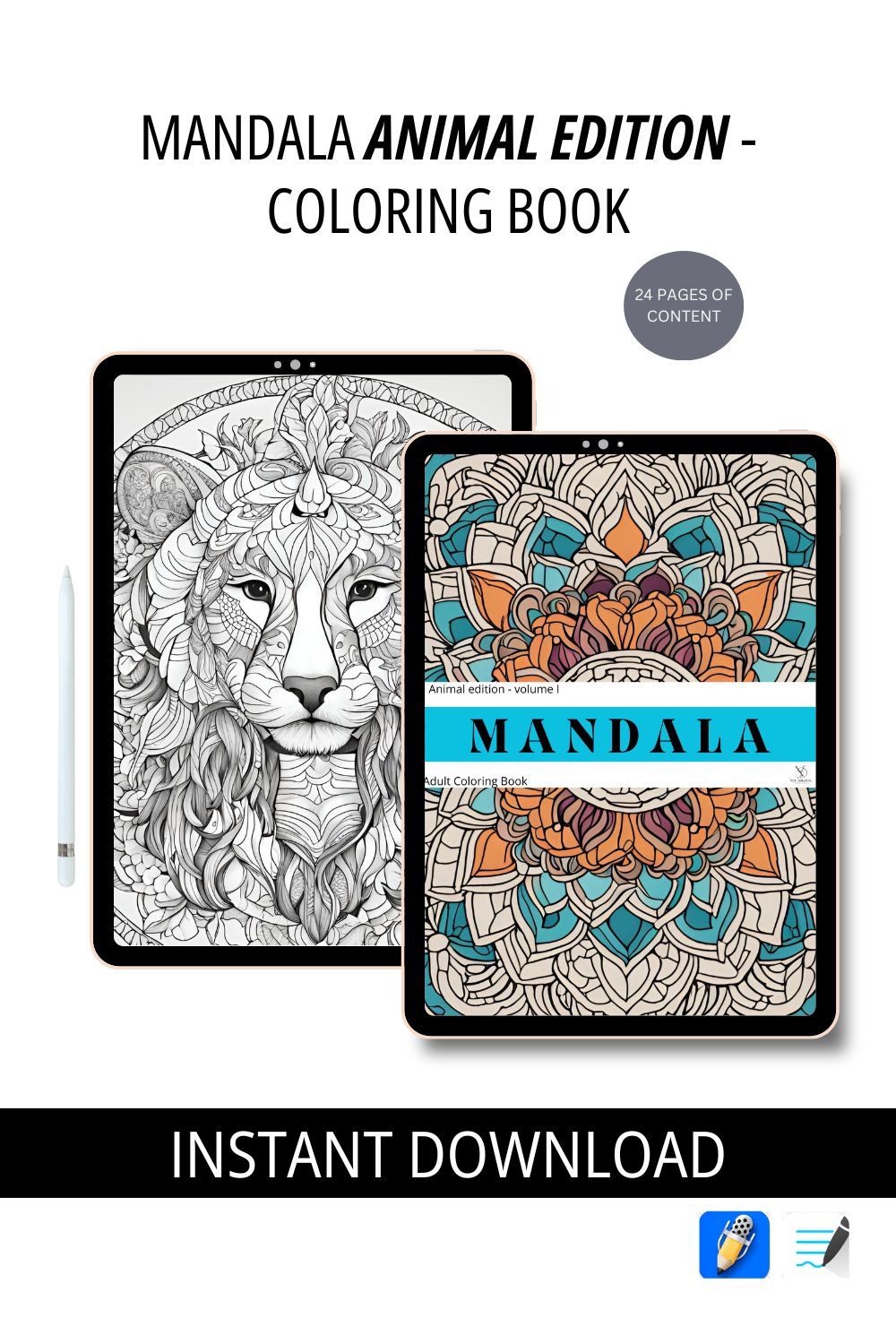 Mandala Animal Edition - Digital Coloring Book