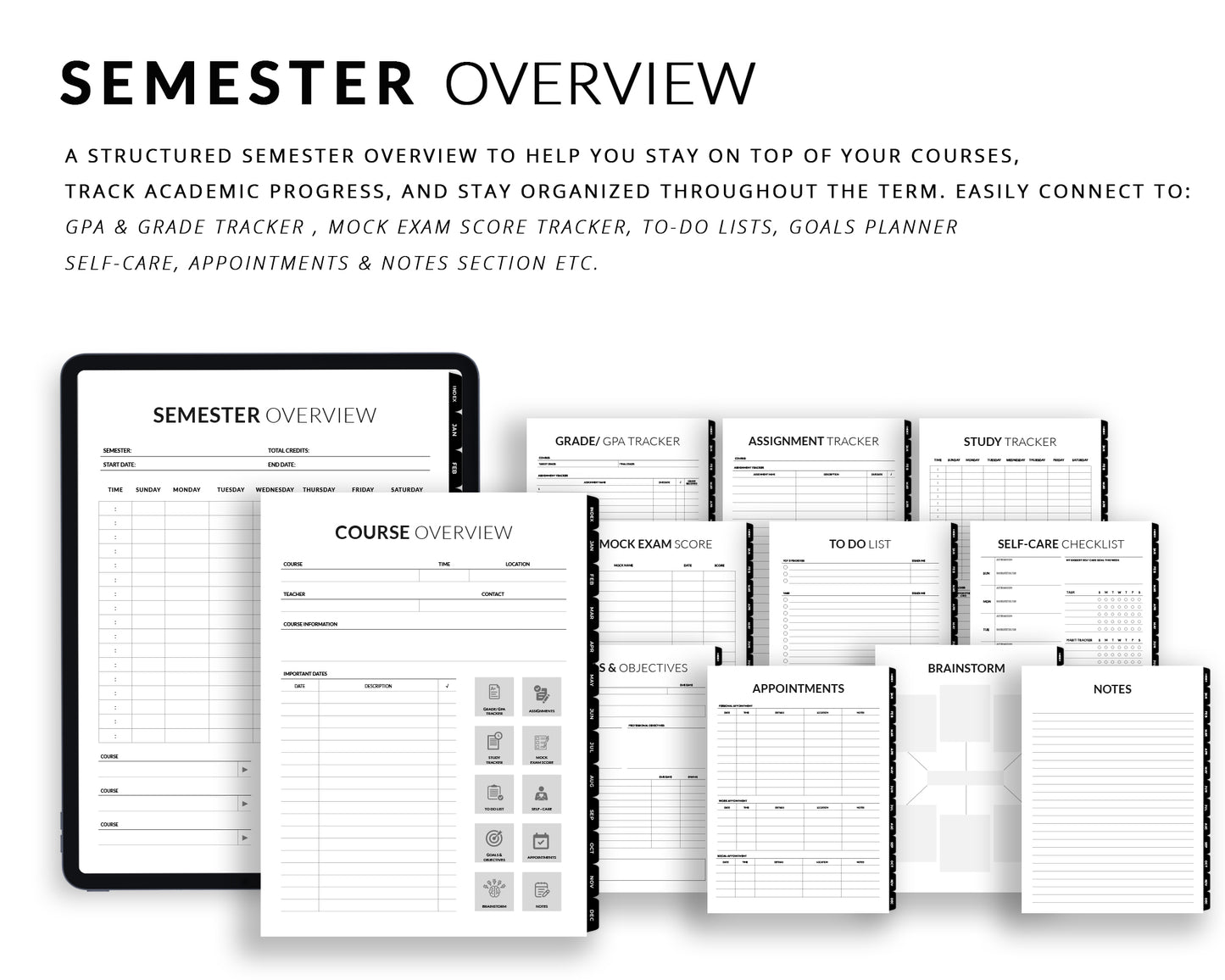 Minimalist Student Digital Planner | Undated & Reusable