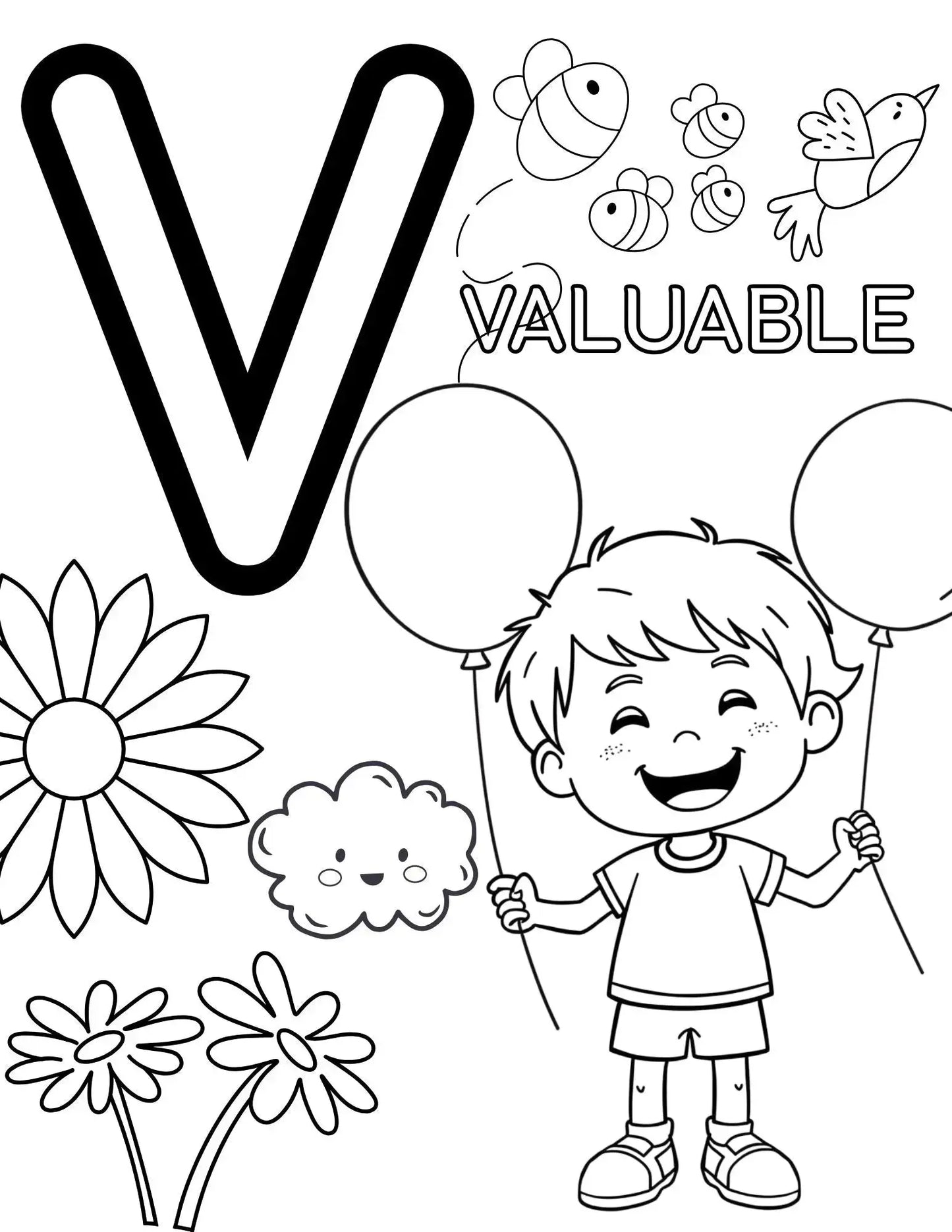 Positivity A–Z Coloring Book for Kids Neu Digital Designs