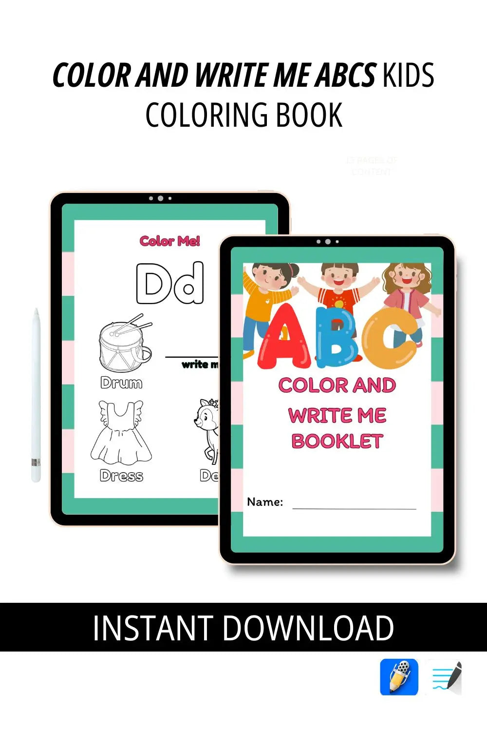 Color and Write Me - ABC Coloring Book for Kids Neu Digital Designs