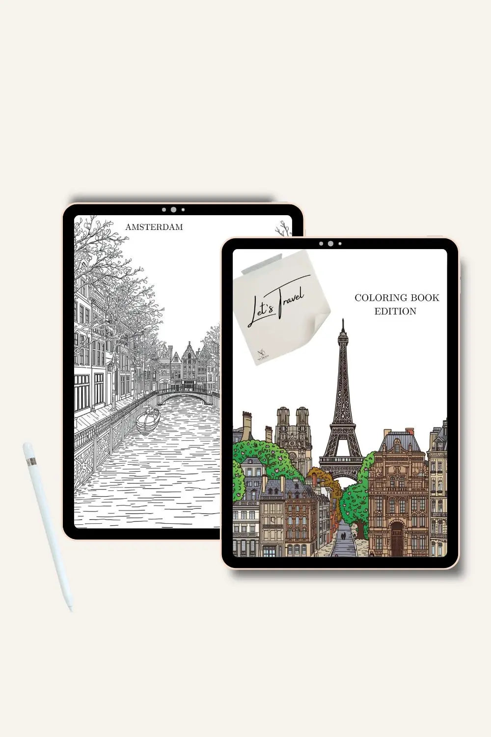Let's Travel Adult Digital Coloring Book Neu Digital Designs