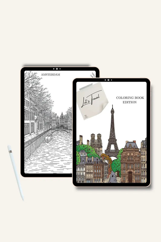 Let's Travel Adult Digital Coloring Book Neu Digital Designs