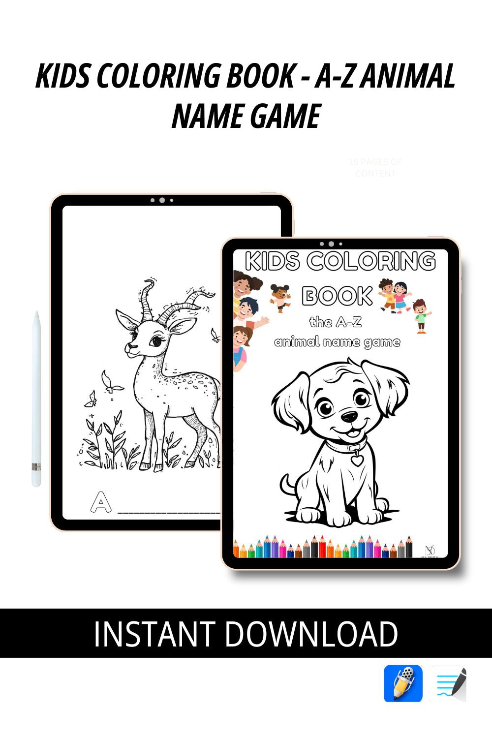 Kids Coloring Book - A-Z Animal Name Game Neu Digital Designs