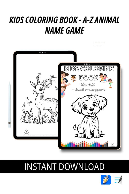 Kids Coloring Book - A-Z Animal Name Game Neu Digital Designs