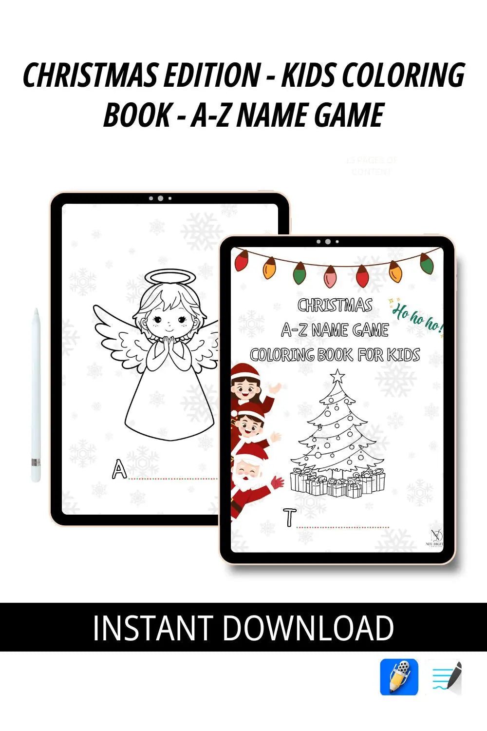 Kids Coloring Book - A-Z Name Game - Christmas Edition Neu Digital Designs