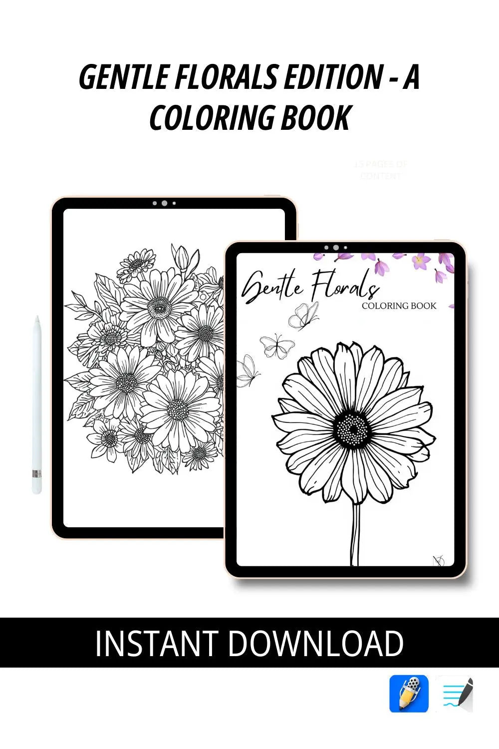 Gentle Florals Edition - Adult Digital Coloring Book Neu Digital Designs