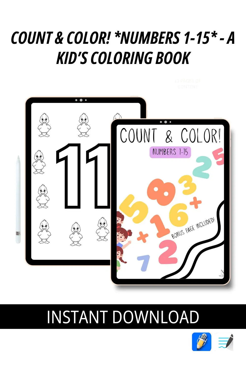 Count & Color Edition - Kid's Coloring Book Neu Digital Designs