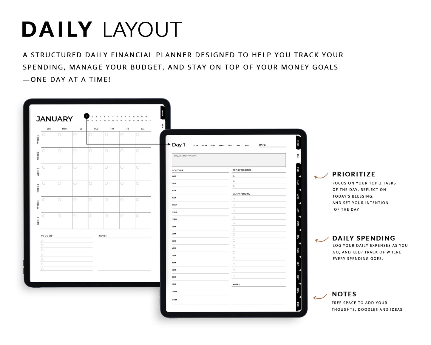 Minimalist Financial Digital Planner | Undated & Reusable