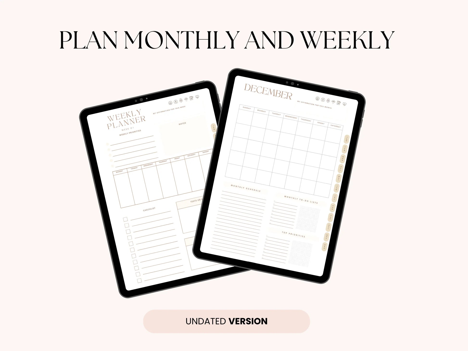 Minimalist Undated Digital Planner Neu Digital Designs