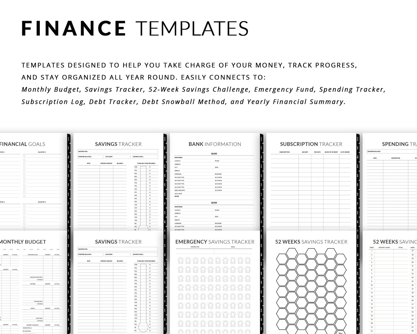 Minimalist Financial Digital Planner | Undated & Reusable