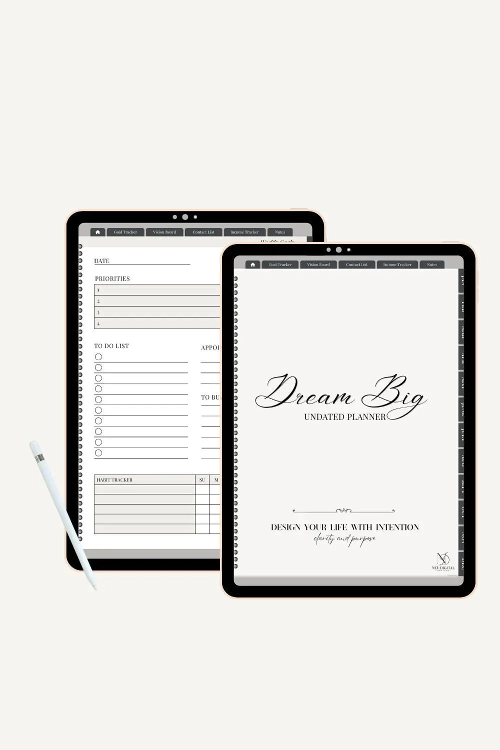 Minimalist Digital Planner | Undated & Reusable Neu Digital Designs